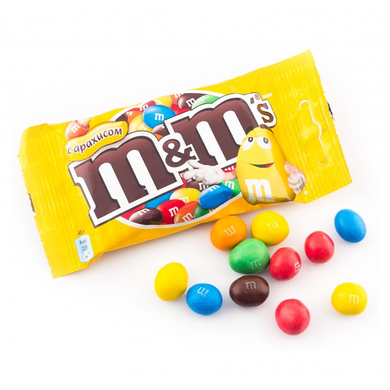 M&Ms 45гр с арахисом жёлтый, 32 шт. в уп. - Кондитерские изделия  Шоколад купить продукты с доставкой