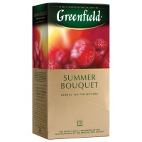 Чай GREENFIELD (Гринфилд) Summer Bouquet, фруктовый (малина, шиповник), 25 пакетиков
