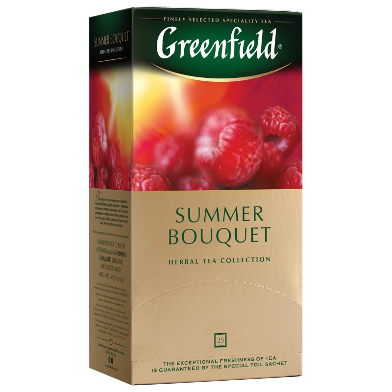 Чай GREENFIELD (Гринфилд) Summer Bouquet, фруктовый (малина, шиповник), 25 пакетиков, Продукты питания, Чай, Кофе, Greenfield - купить с доставкой