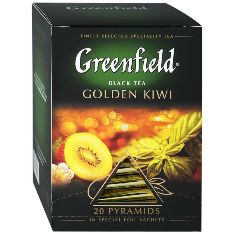 Чай черный Greenfield Golden Kiwi в пирамидках 1,8гр 20 пакетиков, Продукты питания, Чай, Кофе, Greenfield - купить с доставкой