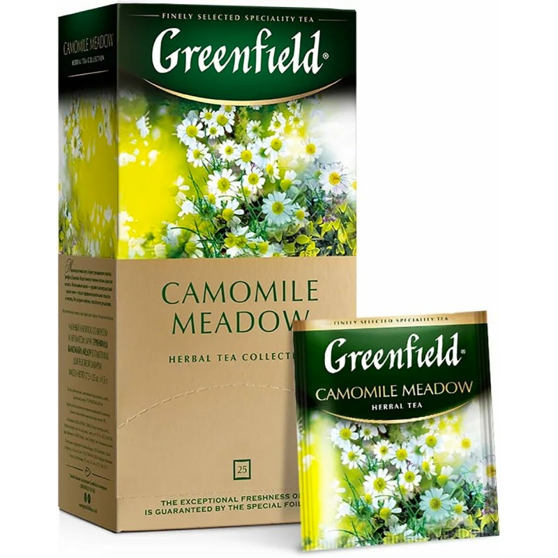 Чай в пакетиках Greenfield Camomile Meadow травяной с ромашкой со вкусом личи,  25 пакетиков, Продукты питания, Чай, Кофе, Greenfield - купить с доставкой