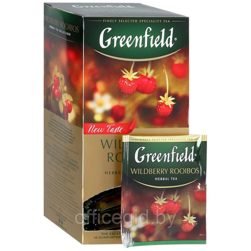 Чай в пакетиках Greenfield Wildberry Rooibos травяной со вкусом земляники и клюквы 25 пакетиков, Продукты питания, Чай, Кофе, Greenfield - купить с доставкой