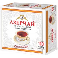 Чай в пакетиках черный Азерчай с бергамотом, 100 пакетиков по 2 г
