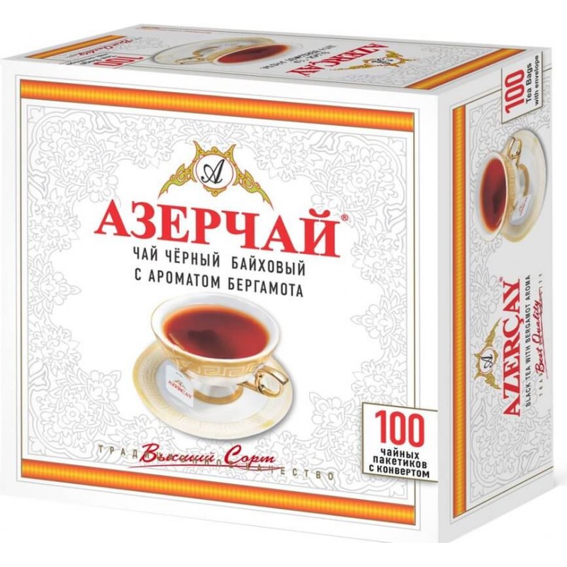 Чай в пакетиках черный Азерчай с бергамотом, 100 пакетиков по 2 г, Продукты питания, Чай, Кофе,  Азерсун Холдинг - купить с доставкой