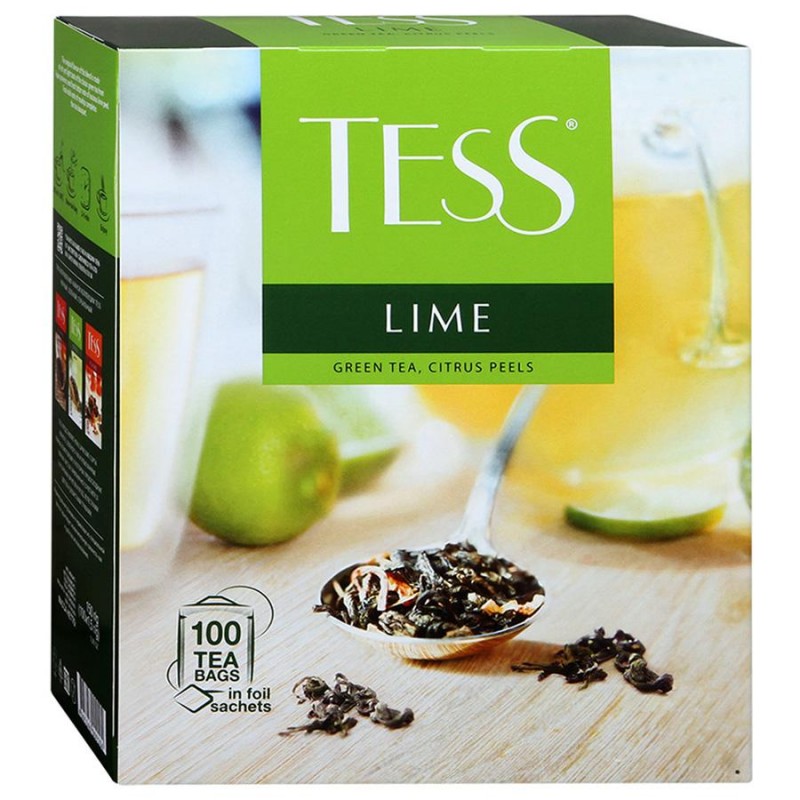 Чай Тесс Лайм зелен с цедрой цитрусовых и лайма 100пак купить продукты с доставкой  - интернет-магазин Добродуша