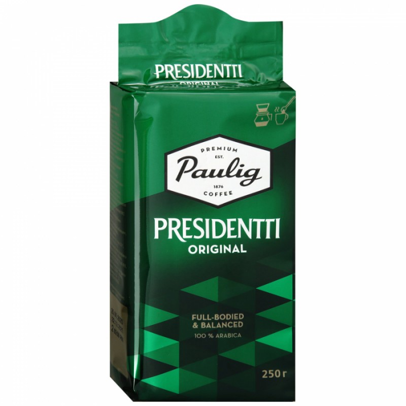 Кофе Paulig Presidentti Original молотый в вакуумной упаковке 250 г. купить продукты с доставкой  - интернет-магазин Добродуша