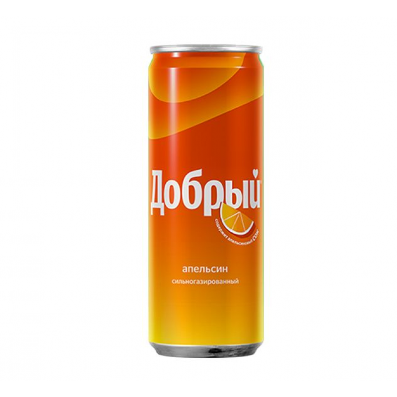 Добрый Апельсин 0,33 литра жб 12 шт. в уп. купить продукты с доставкой  - интернет-магазин Добродуша