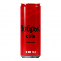 Добрый Cola Без Сахара 0,33 литра ж/б 12 шт. в уп.