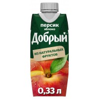 Сок Добрый Персик-Яблоко 0,33л, 24 шт. в уп.
