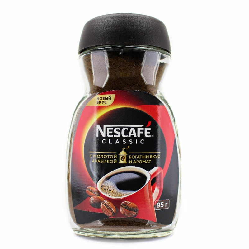 Кофе NESCAFE Classic 95 г, натуральный растворимый с добавлением натурального жареного молотого кофе, стекло,  ,  - купить с доставкой