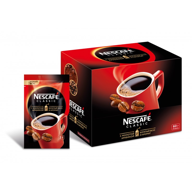 Кофе растворимый Nescafe Classic, 2г, 30 пакетиков в уп.,  ,  - купить с доставкой