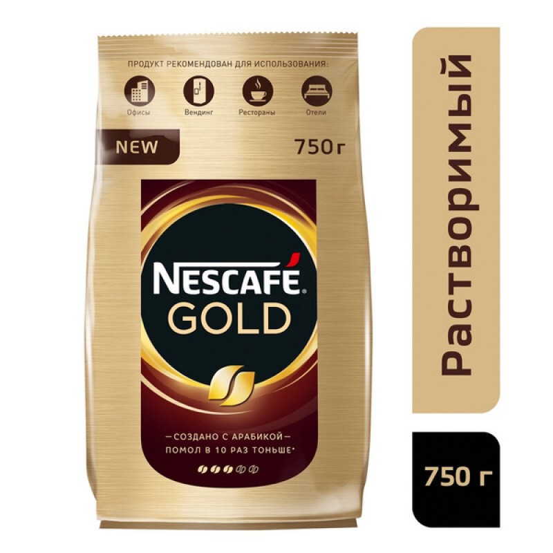 Кофе растворимый Nescafe Gold 750 г пакет,  ,  - купить с доставкой