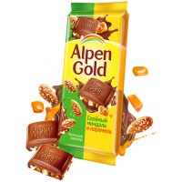 Альпен Гольд шоколад Миндаль-Карамель 85гр, 20-22 шт в уп.
