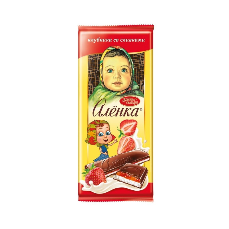 Шоколад АЛЕНКА молочный Клубника со сливками 87гр купить продукты с доставкой  - интернет-магазин Добродуша