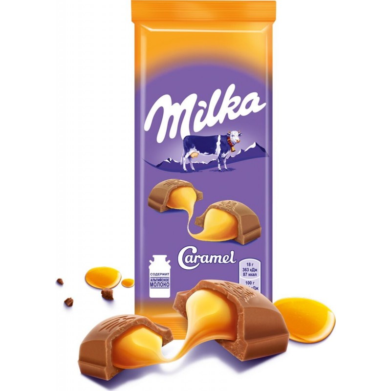 Шоколад Милка Карамель 90гр, 20 шт. в уп. купить продукты с доставкой  - интернет-магазин Добродуша