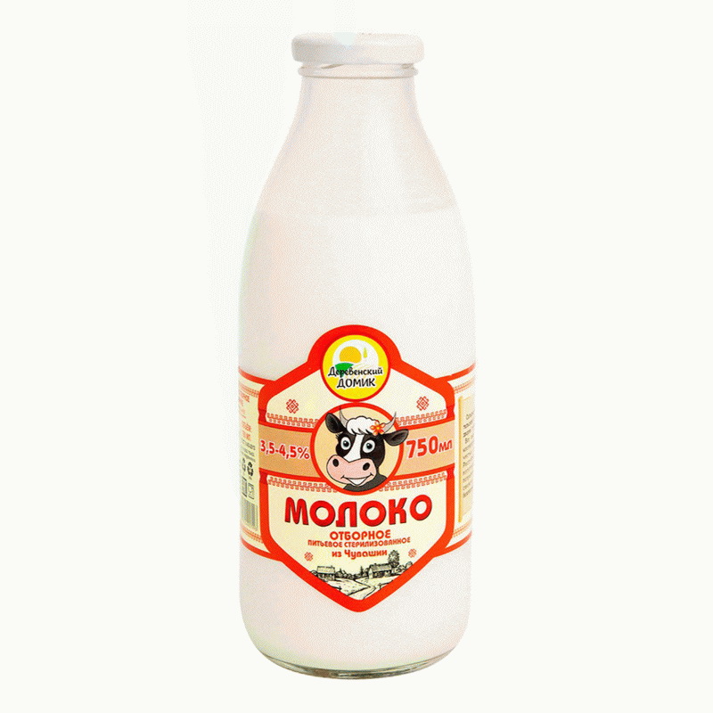 Деревенский Домик молоко 0.75 литра 3,5-4,5% отборное стекло, 6 шт. в упак. - Молочные продукты  Молоко   купить с доставкой