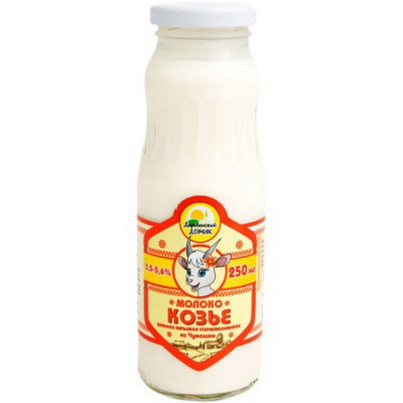 Деревенский Домик молоко козье 0.25 литра 3,5-5,6% стекло, 6 шт. в упак. - Молочные продукты  Молоко   купить с доставкой