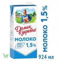 Домик в Деревне молоко стерилизованное 0,95л 1,5%, 12 шт. в уп.