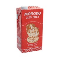 Молоко Любаня из Кубани 1л 3,2% с крышкой, 12 шт. в уп.