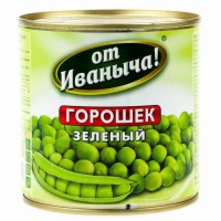 От Иваныча горошек зеленый консервированный ТУ 425мл ж/б, 6 шт. в уп.