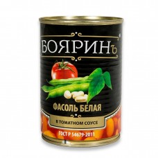 Бояринъ фасоль белая в томатном соусе 425 мл железная банка