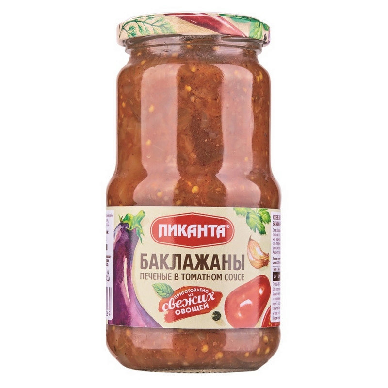 Баклажаны печеные в томатном соусе Пиканта, 520 гр. купить продукты с доставкой  - интернет-магазин Добродуша