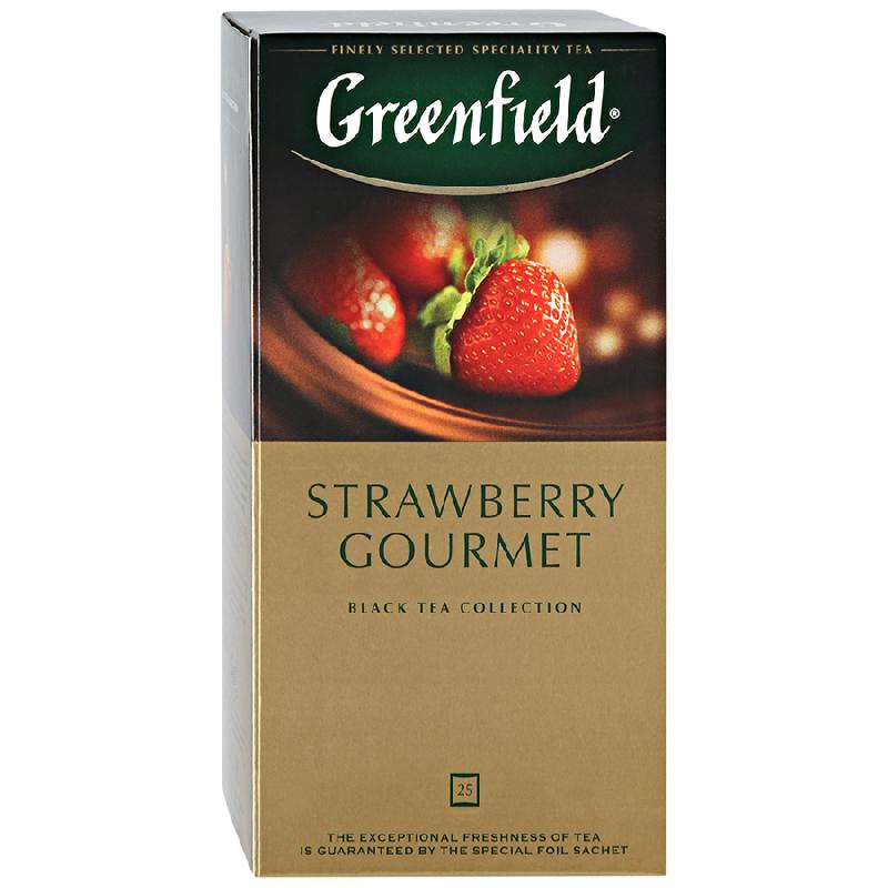 Чай Гринфилд 25пак черный с клубникой и шоколадом STRAWBERRY GOURMET купить продукты с доставкой  - интернет-магазин Добродуша