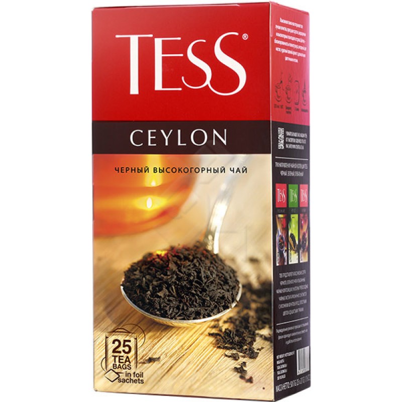 Чай Тесс Цейлон черный высогорный 25пак. 2гр. купить продукты с доставкой  - интернет-магазин Добродуша