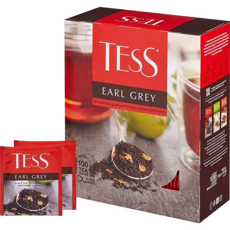 Чай Тесс Earl Grey черный с бергамотом 100пак. 1,6гр. - Продукты питания  Чай, Кофе купить продукты с доставкой