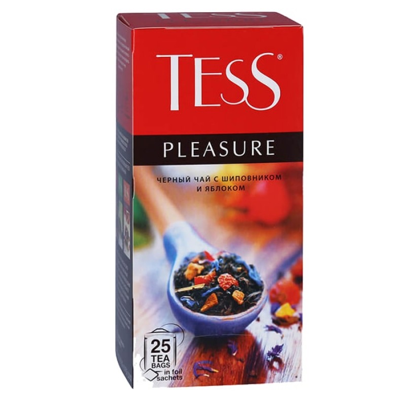 Чай Тесс Плэжер черный шиповник-яблоко-лепестки цветов-троп.фрукты 100гр. купить продукты с доставкой  - интернет-магазин Добродуша
