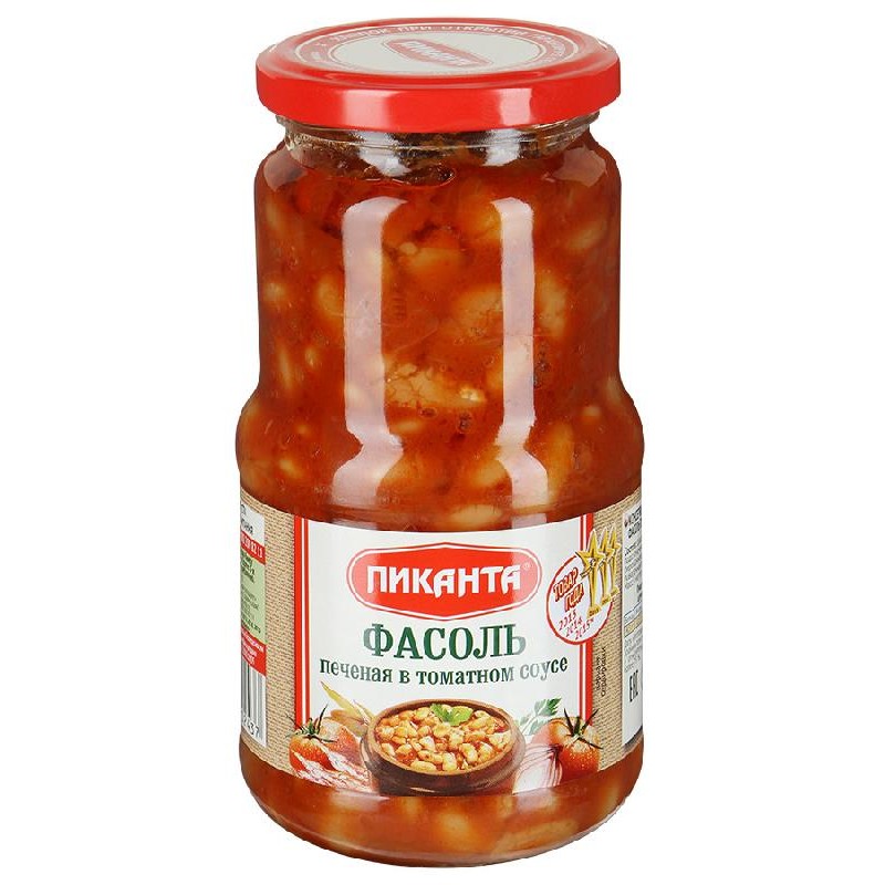 Фасоль печеная в томатном соусе  ПИКАНТА  530гр. стекло купить продукты с доставкой  - интернет-магазин Добродуша