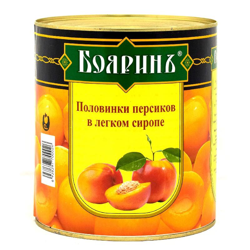 Персики половинки в сиропе  Бояринъ  580мл. купить продукты с доставкой  - интернет-магазин Добродуша