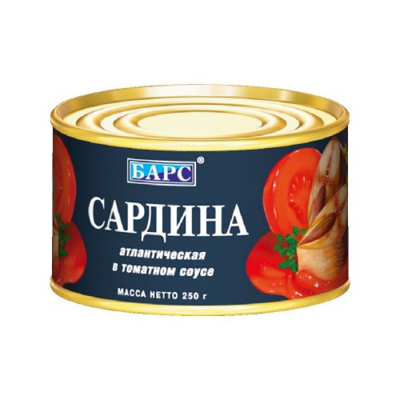 Сардина в томатном соусе «Барс», 250 гр. купить продукты с доставкой  - интернет-магазин Добродуша