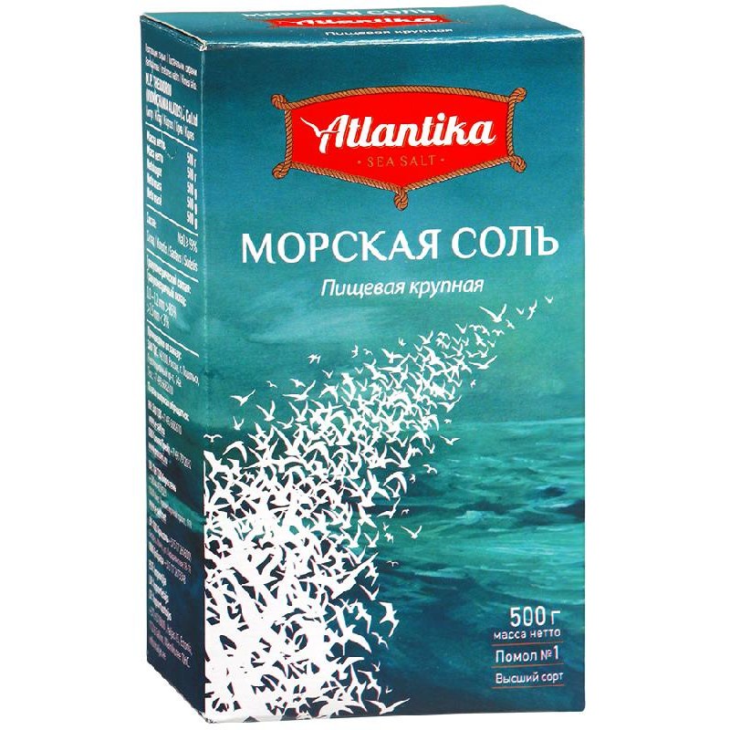 Соль морская  Атлантика  крупная 500гр. купить продукты с доставкой  - интернет-магазин Добродуша