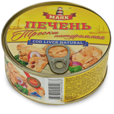 Печень трески натуральная "Маяк" №3 ключ 230 г