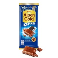 Шоколад Alpen Gold OREO молочный вкус, ваниль и кусочки печенья 90 г, 19 шт. в уп.