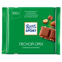Шоколад Ritter Sport молочный лесной орех дробленый 100 г, 12 шт. в уп.