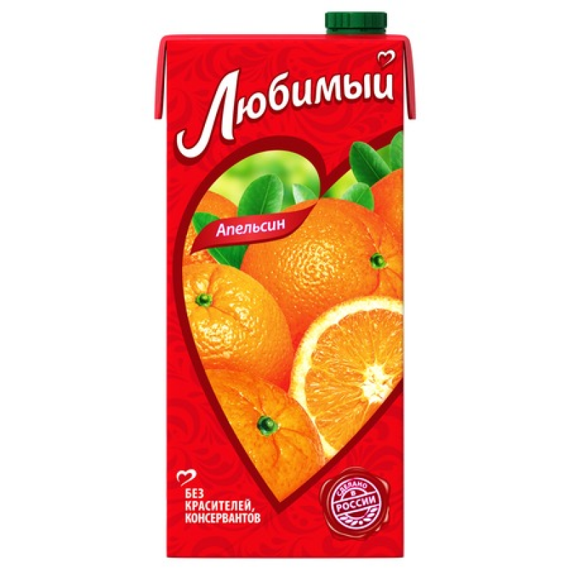 Сок Любимый апельсин 0,95 л купить продукты с доставкой  - интернет-магазин Добродуша